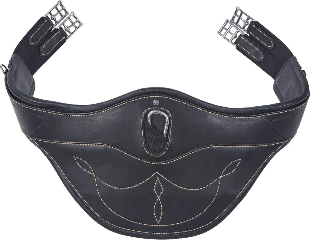 Sangle bavette de protection à crampons BUSSE cuir noir pour cheval