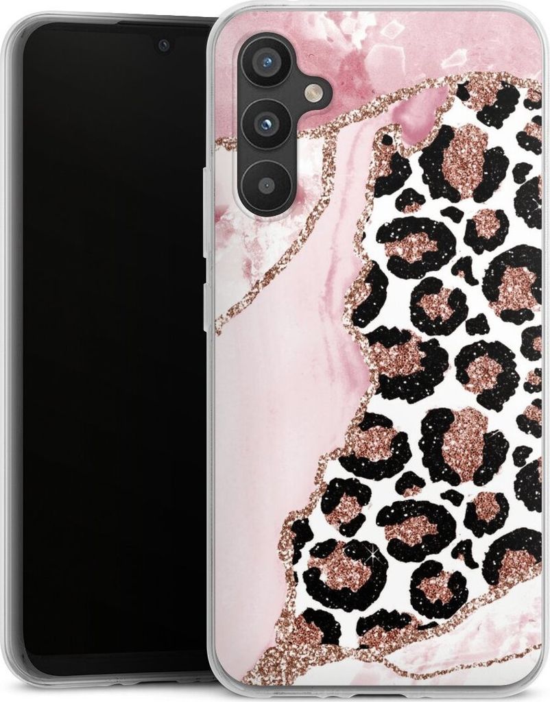 DeinDesign Handyhülle für Samsung Galaxy A34 5G Silikon Hülle Case Smartphone Schutzhülle Glitzer Look Leopard Marmor
