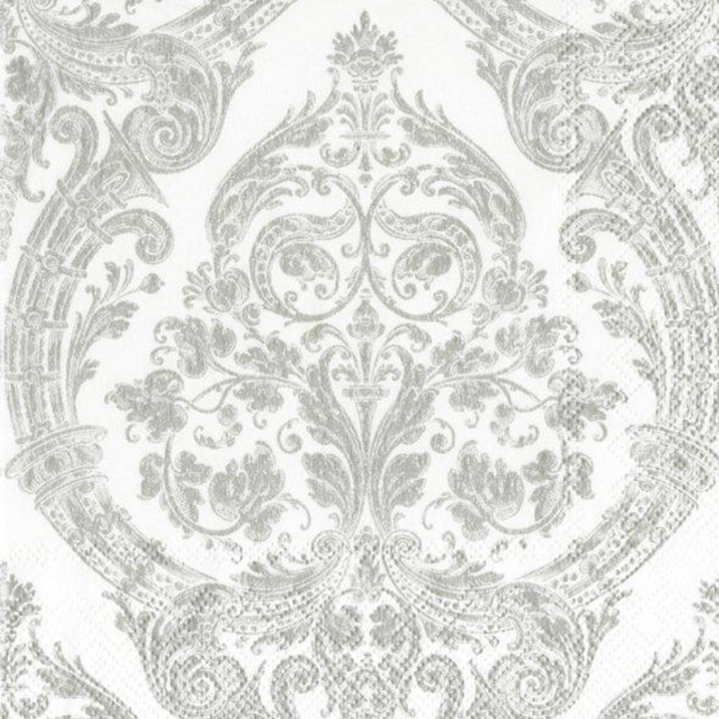 Servietten 33x33 cm - GRANDEUR white silver