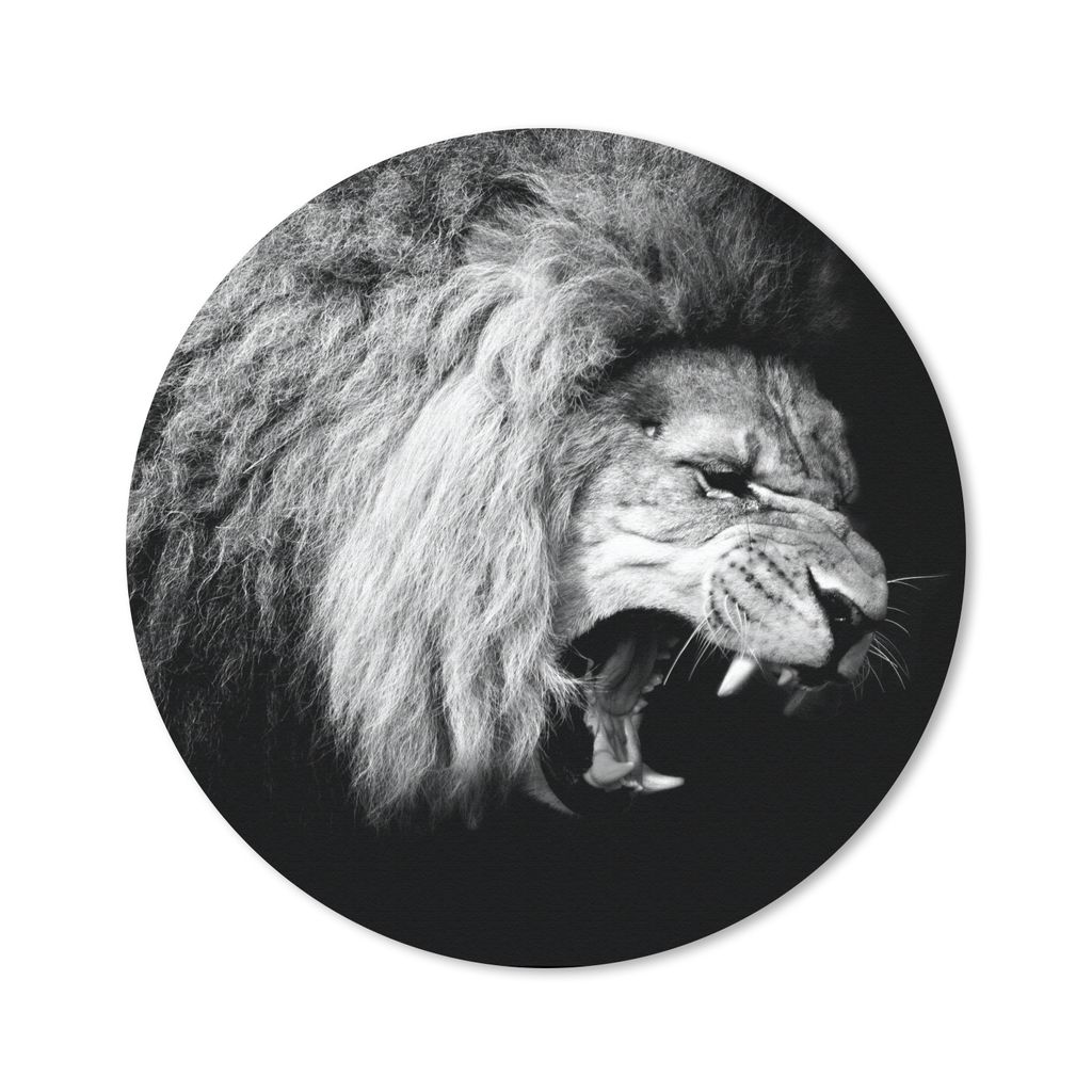 MuchoWow Mauspad Mousepad Löwe - Porträt - Schwarz - Weiß - Tiere 40x40 cm - Mousepads - Maus Mat - Pad - Mausunterlage - Schreibtisch Accesso...