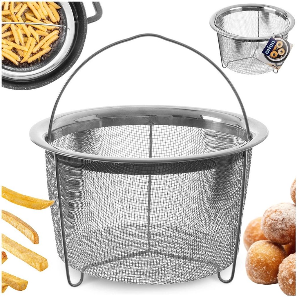 Frittierkorb mit Öl und Sieb für Pommes frites 21,5x13cm Produktbild 