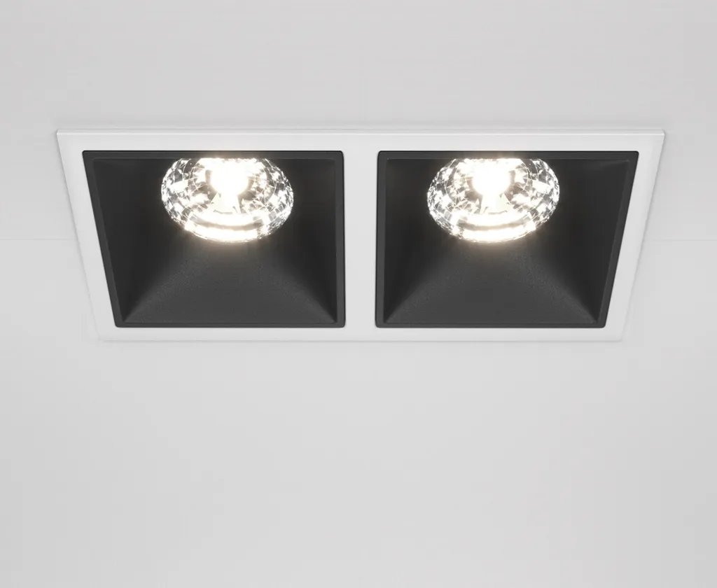 Double projecteur LED encastrable rectangulaire blanc pour intérieur