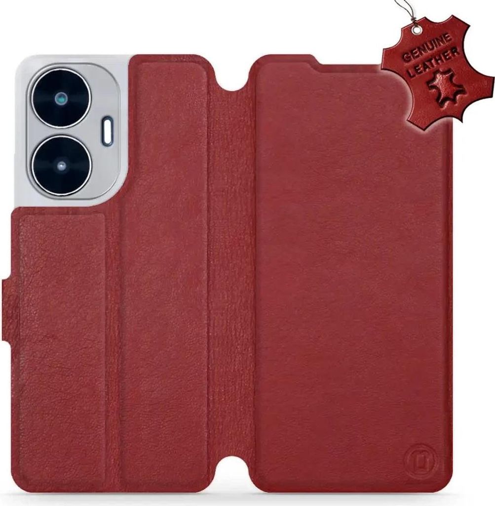 Echtleder Handyhülle für Realme C55, Mobiwear Leather, Dunkelrot