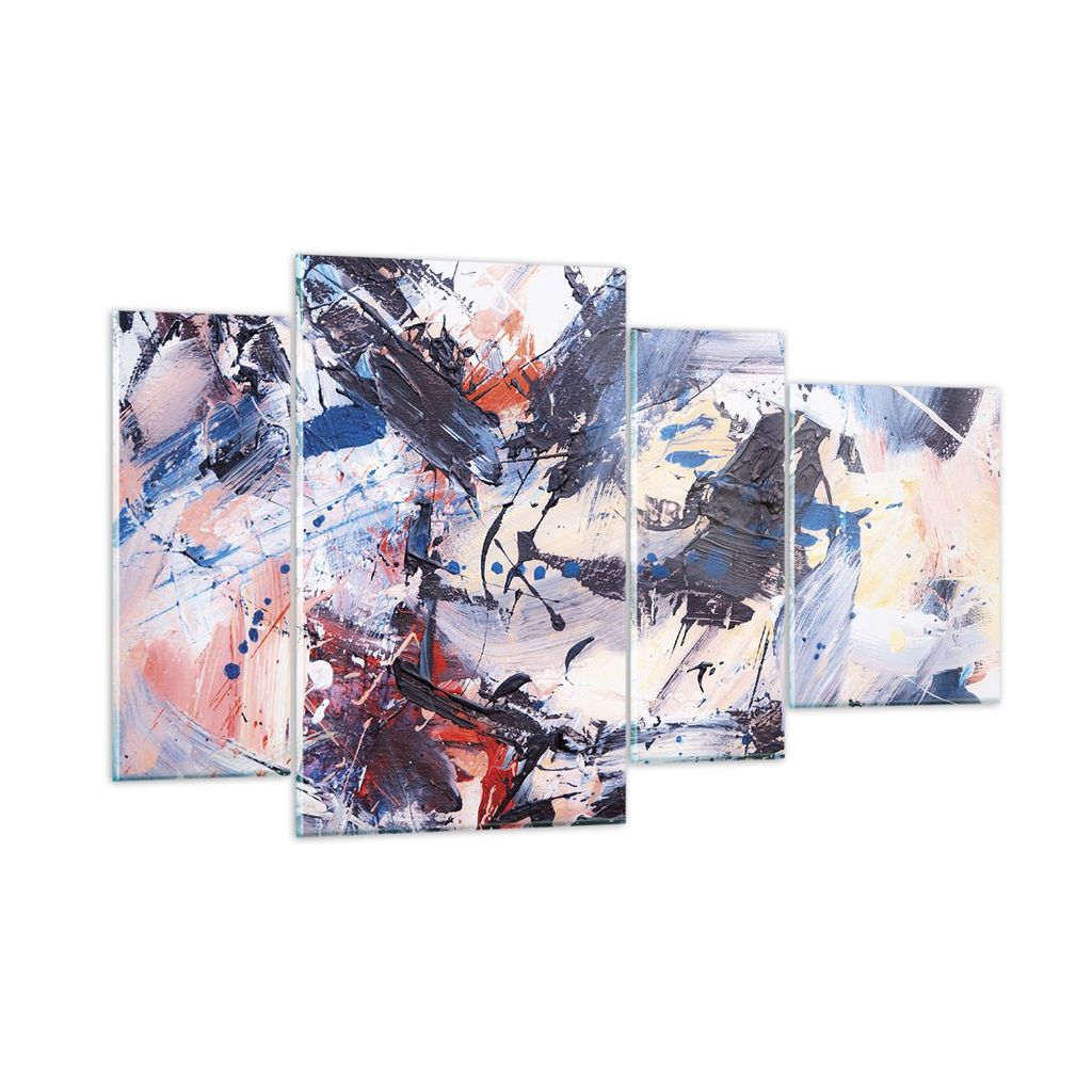 Bilder auf glas - 4 Teile - Abstraktion verschüttet Farben - 120x70cm - Glasbilder - Wandbilder - Bilder - Wanddekoration aus Glas - Glas Bilder -...