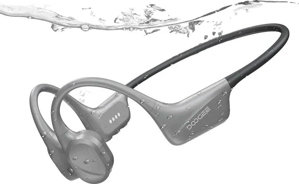 Cuffie Grigie Conduzione Ossea - Bluetooth 5.4 Design Ergonomico