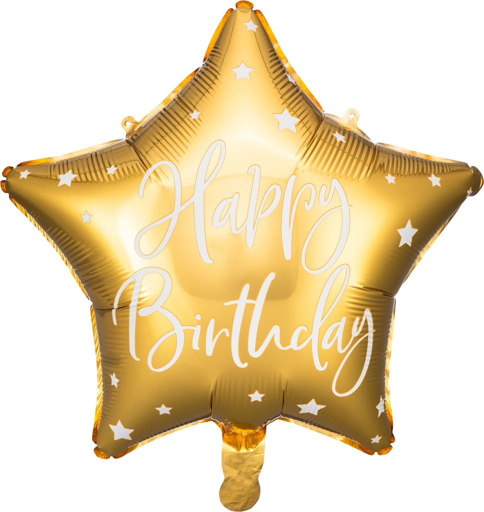 Happy Birthday star fóliový balón 40 cm zlatý Obrázok produktu 