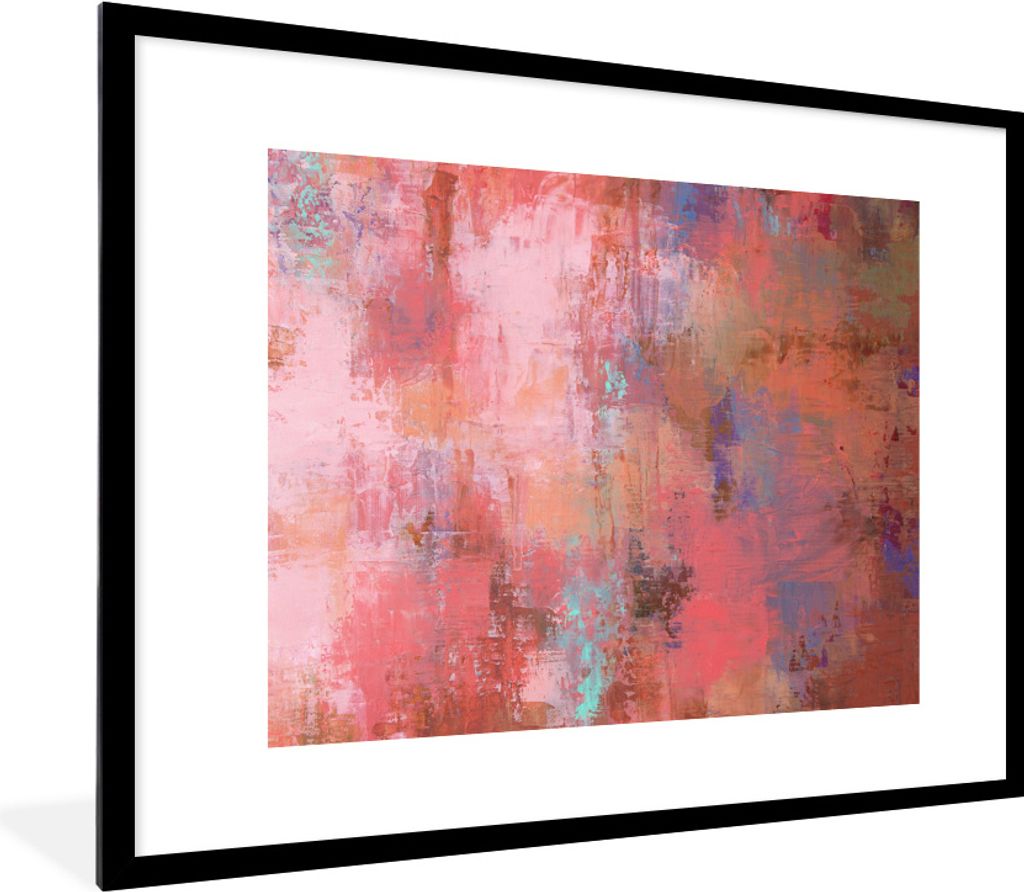 MuchoWow Gerahmtes Poster Ölgemälde multicolor 80x60 cm - Poster mit Schwarzem Bilderrahmen Wandposter Rahmen Foto Bilder - Schlafzimmer-Dekora...