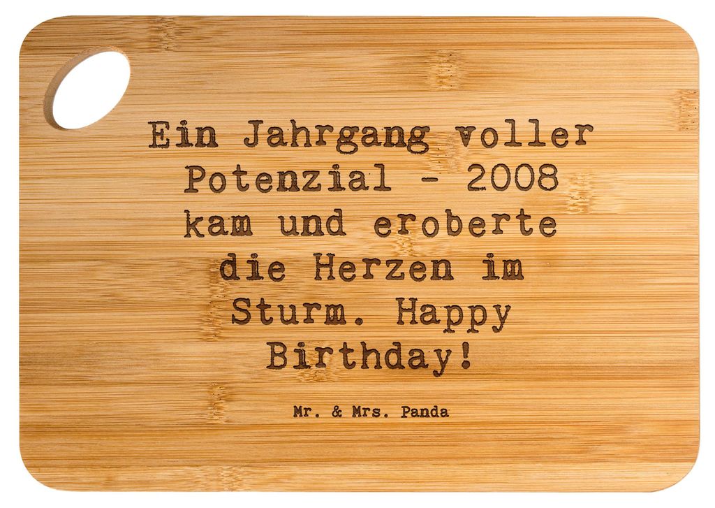 Mr. & Mrs. Panda vesperbrett Spruch 2008 Geburtstag - Transparent - Geschenk, Schneidebrett, Herzen erobern, Brett, Jahrgang, Happy Birthday, holzs...