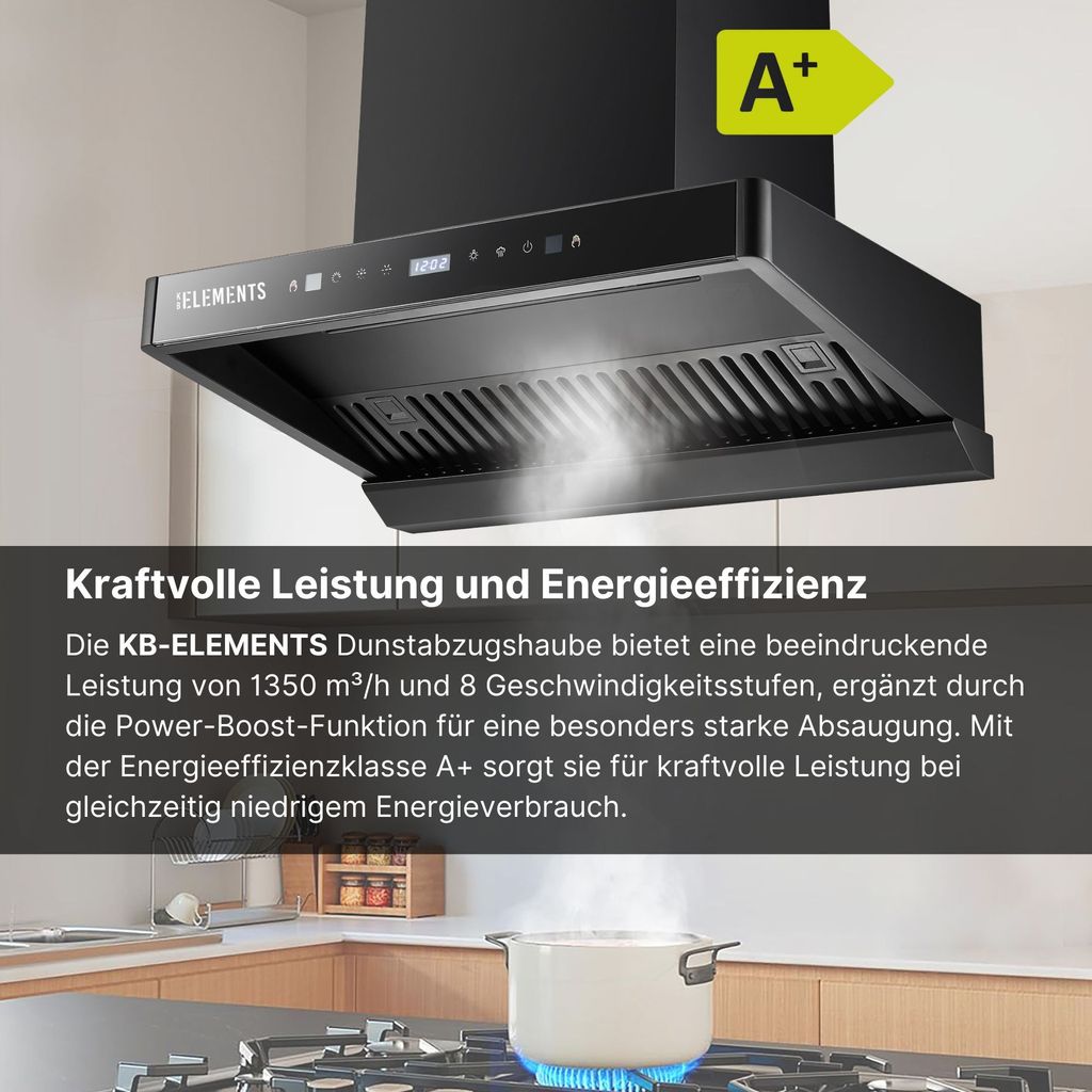 KB ELEMENTS Dunstabzugshaube 80cm, Wandhaube 80cm, 1350 Produktbild 5
