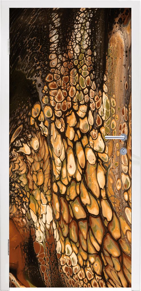 MuchoWow Türtapete Selbstklebende Türfolie Farbe - Braun - Farbe gießen 90x205 cm Türposter Türaufkleber Klebefolie Türklebefolie - Türauf...