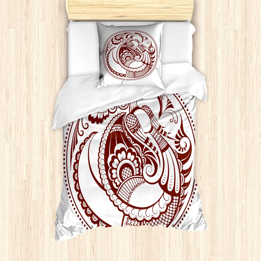 Idee Regalo Casa: Set Copripiumino ABAKUHAUS Folkloric Bird Rosso