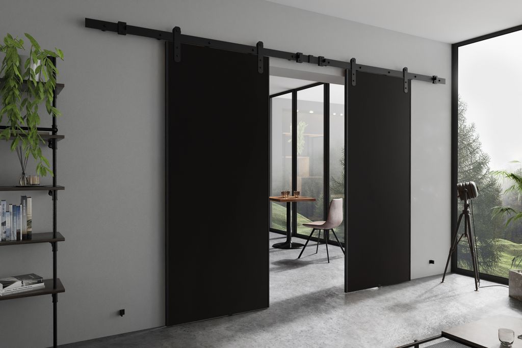 KIER FURNITURE AURA DUO – Schiebetür Komplettset – 212x205x1,6 cm - Schwarz