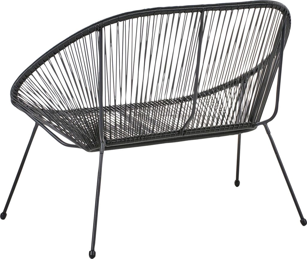 BELIANI Ławka sofa balkonowa czarna technorattan stal 114 Zdjęcie produktu 5