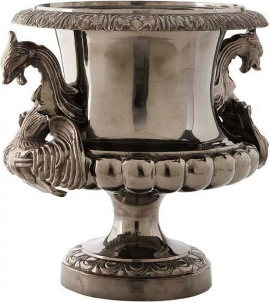 Casa Padrino Antik Stil Barock Blumenvase Antik Stil vernickelt - Pflanzentopf - Hotel Dekoration - Blumengefäss