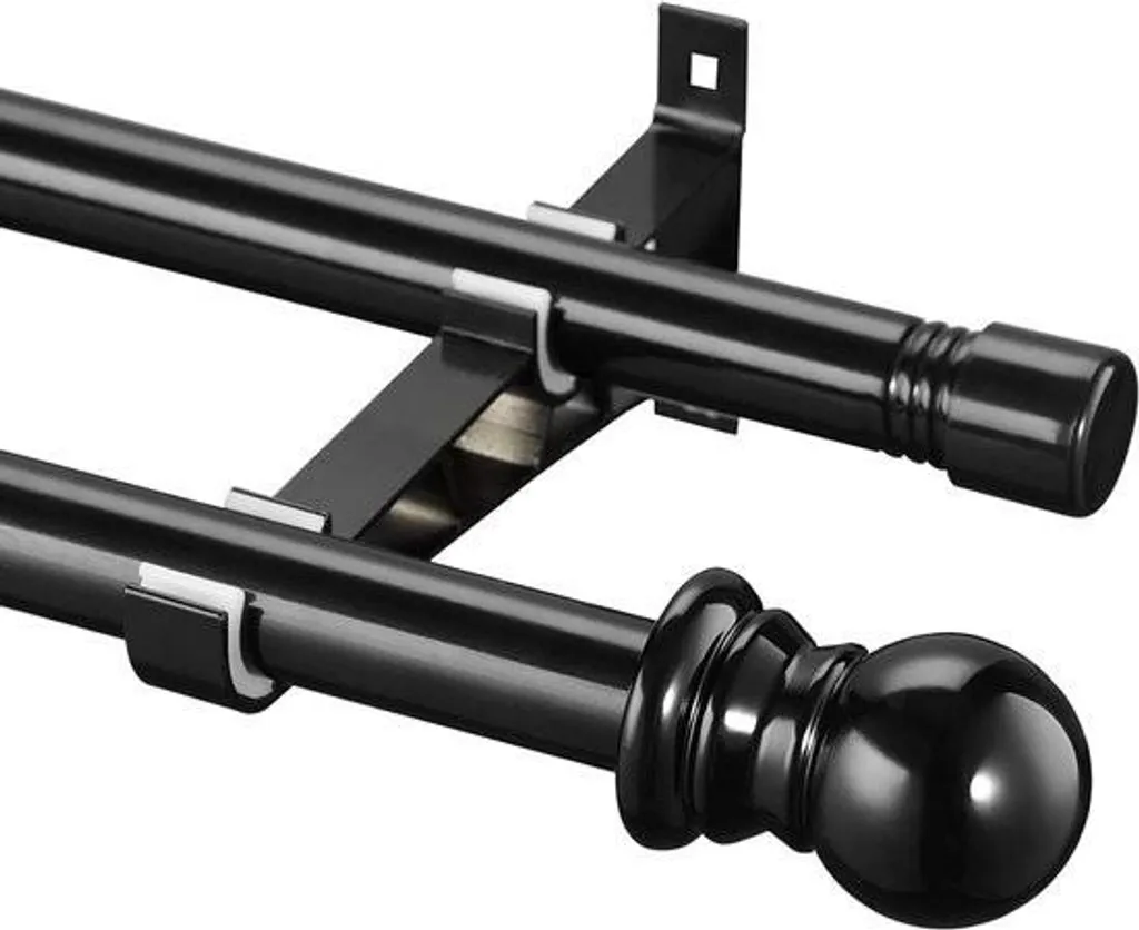 Bastone Tenda Telescopico Doppio Nero Inox 76-332cm Robusto