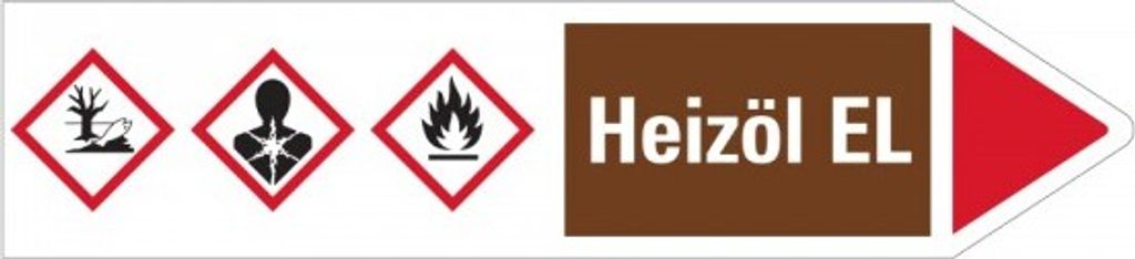 Dreifke Aufkleber I RKZ-Etikett Heizöl EL, rechts, braun/weiß/rot, für Ø ab ...