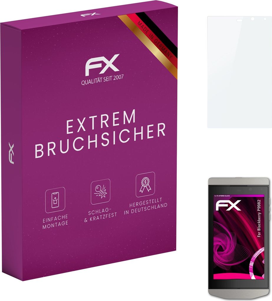 atFoliX FX-Hybrid-Glass Displayfolie kompatibel mit Blackberry P9982 Glasfolie