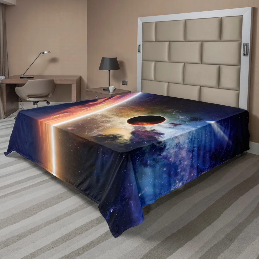 Drap plat décoratif Système Solaire 244x205cm pour lit deux personnes
