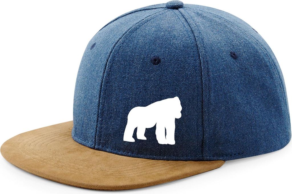 Huuraa Cappy Mütze Gorilla Silhouette Denim Baumwolle und Polyester Snapback Kappe Geschenkidee