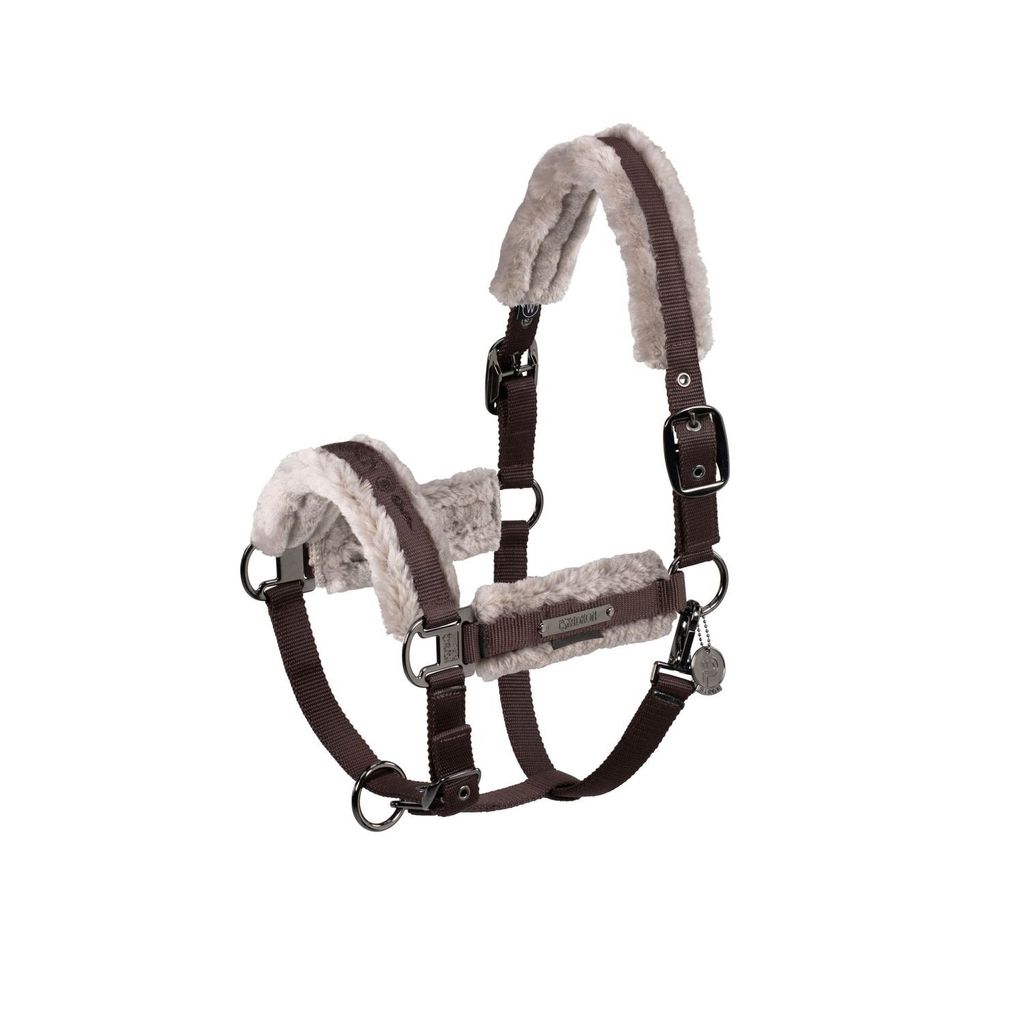 Eskadron Platinum Halfter " DOUBLE PIN GIRTH FAUX FUR" , Stallhalfter Größe - Warmblut Farbe - teak brown