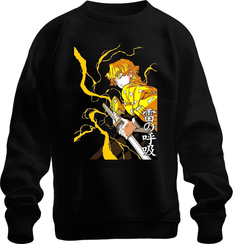 Zenitsu Kimetsu no Yaiba Blitz Schwert Anime Manga 雷の呼吸 Geschenk Uni Sweatshirt Pullover, Schwarz, M