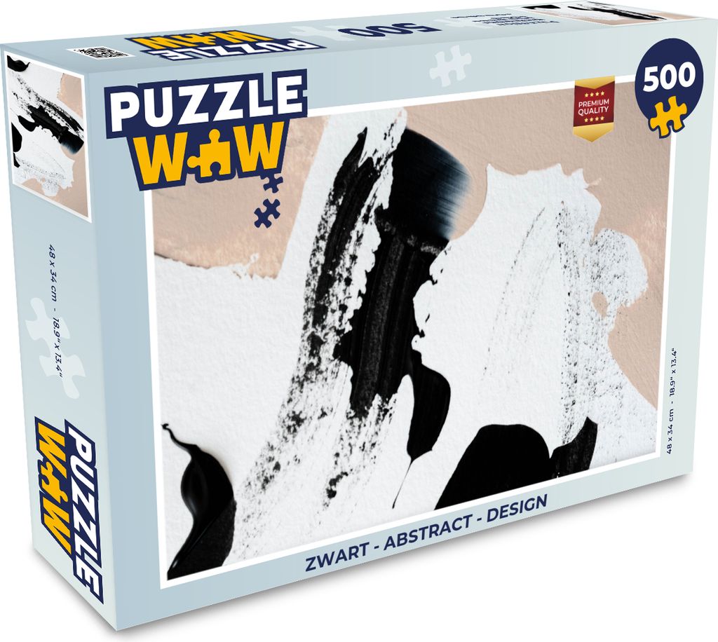 MuchoWow Puzzle 500 Teile Schwarz - Abstrakt - Design - 500 Teile - Kinder - Selberbauen - Puzzlespiele