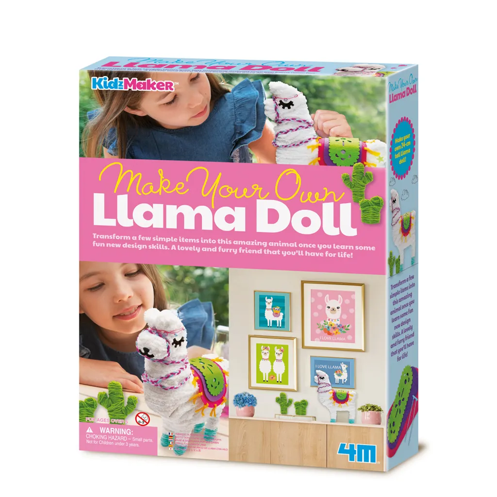 4M KidzMaker Kit créatif DIY Ma Poupée Lama à personnaliser dès 5 ans