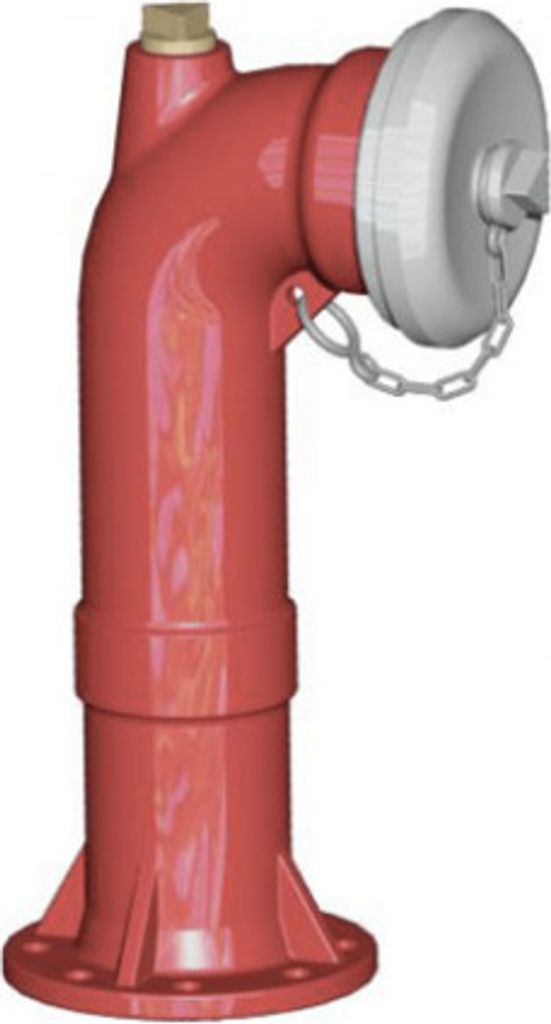 A red fire hydrant with a white cap and a metal chain, isolated on a white background.