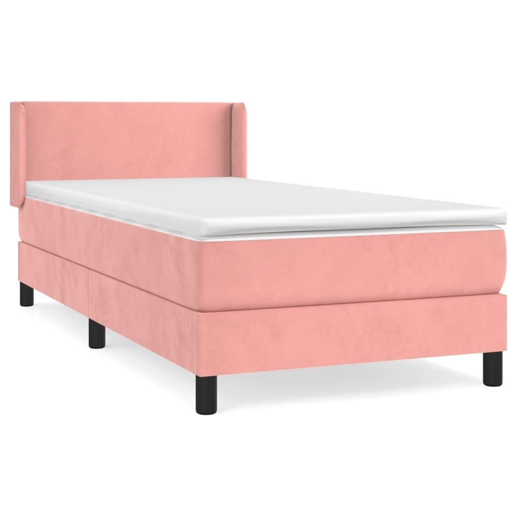 vidaXL Boxspringbett mit Matratze Rosa 80x200 cm Samt