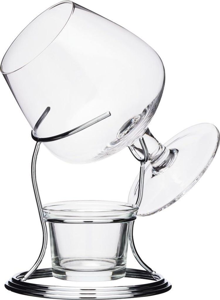 Set scalda brandy e cognac, 0,35 litri, vetro, cromo, Immagine del prodotto 