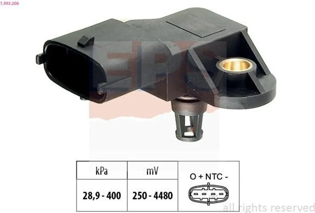 Capteur de pression EPS 1.993.206 pour Opel Insignia et Astra J Sports