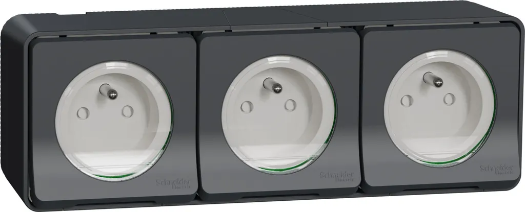 Prise Triple Mureva Styl MUR36037 Schneider Electric IP55 IK08 Grise