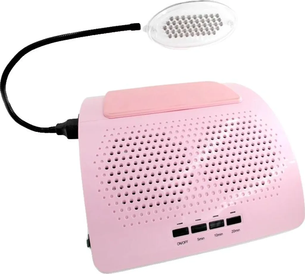 Aspirateur de table manucure puissant et compact avec lampe LED rose