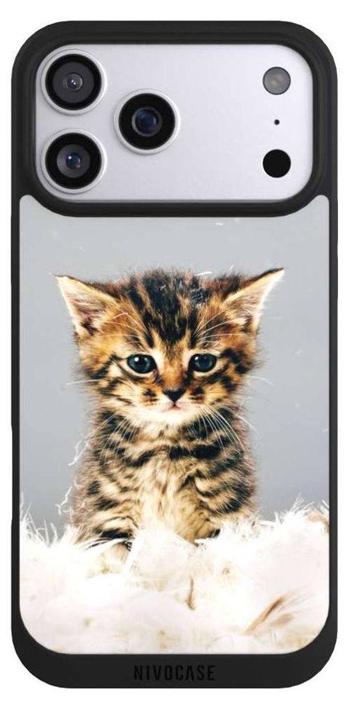 NIVOCASE Handyhülle für Apple iPhone 17 Pro Max Hülle NIVOpure Case Schwarz Feder Haustier Katze