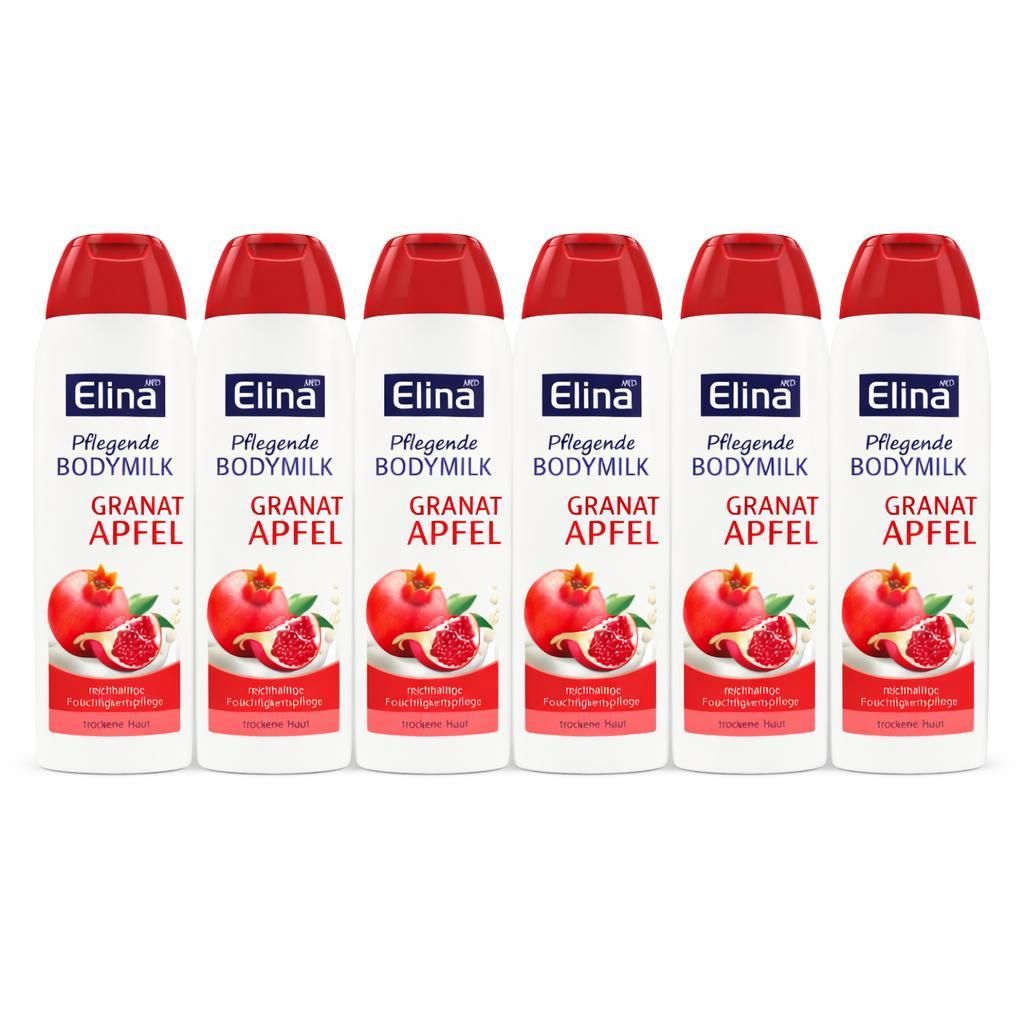 6x200 ml Elina Granatapfel Body Milk Körperlotion Produktbild 