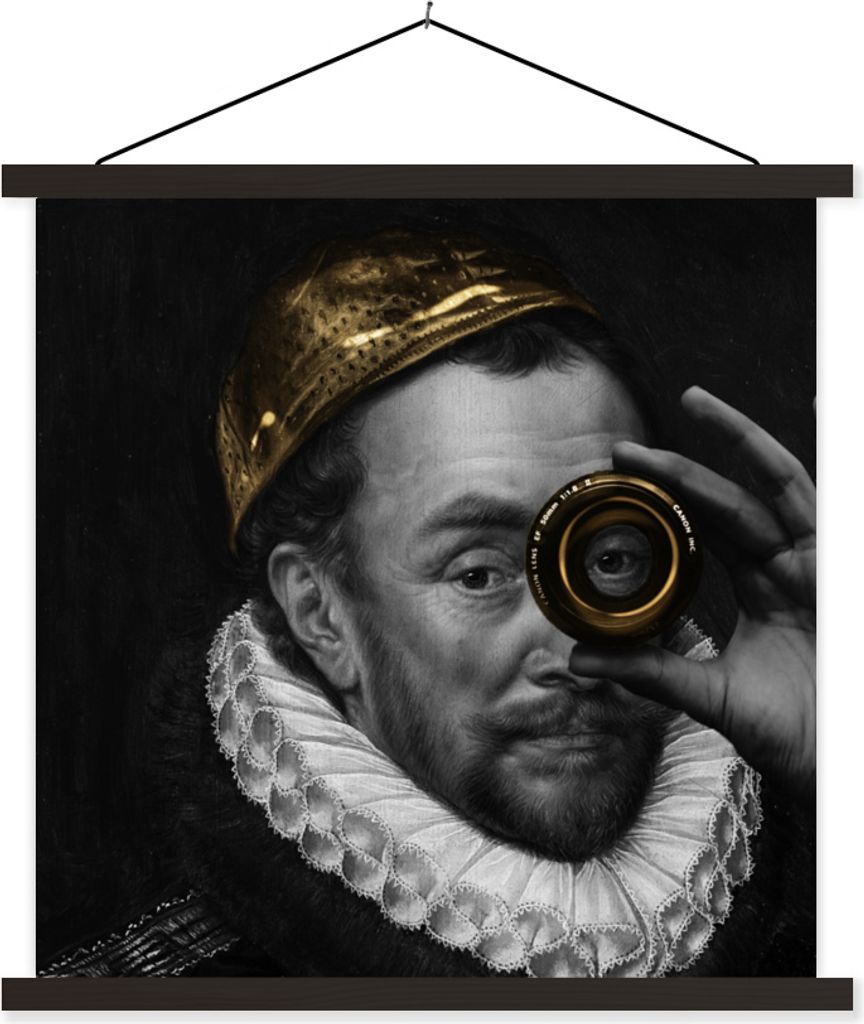 MuchoWow Textilposter Wilhelm von Oranien - Kunst - Gold 60x60 cm mit schwarzem Rahmen - Posteraufhänger