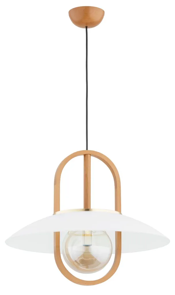 Suspension Scandinave Margo pour Chambre ou Salon - Bois et Blanc E27