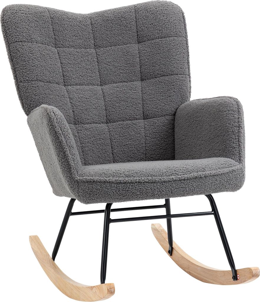 Schaukelstuhl im Retro-Design. Massivholz. Sessel. Relaxsessel. 98 cm x 71 cm x 101 cm. Dunkelgrau