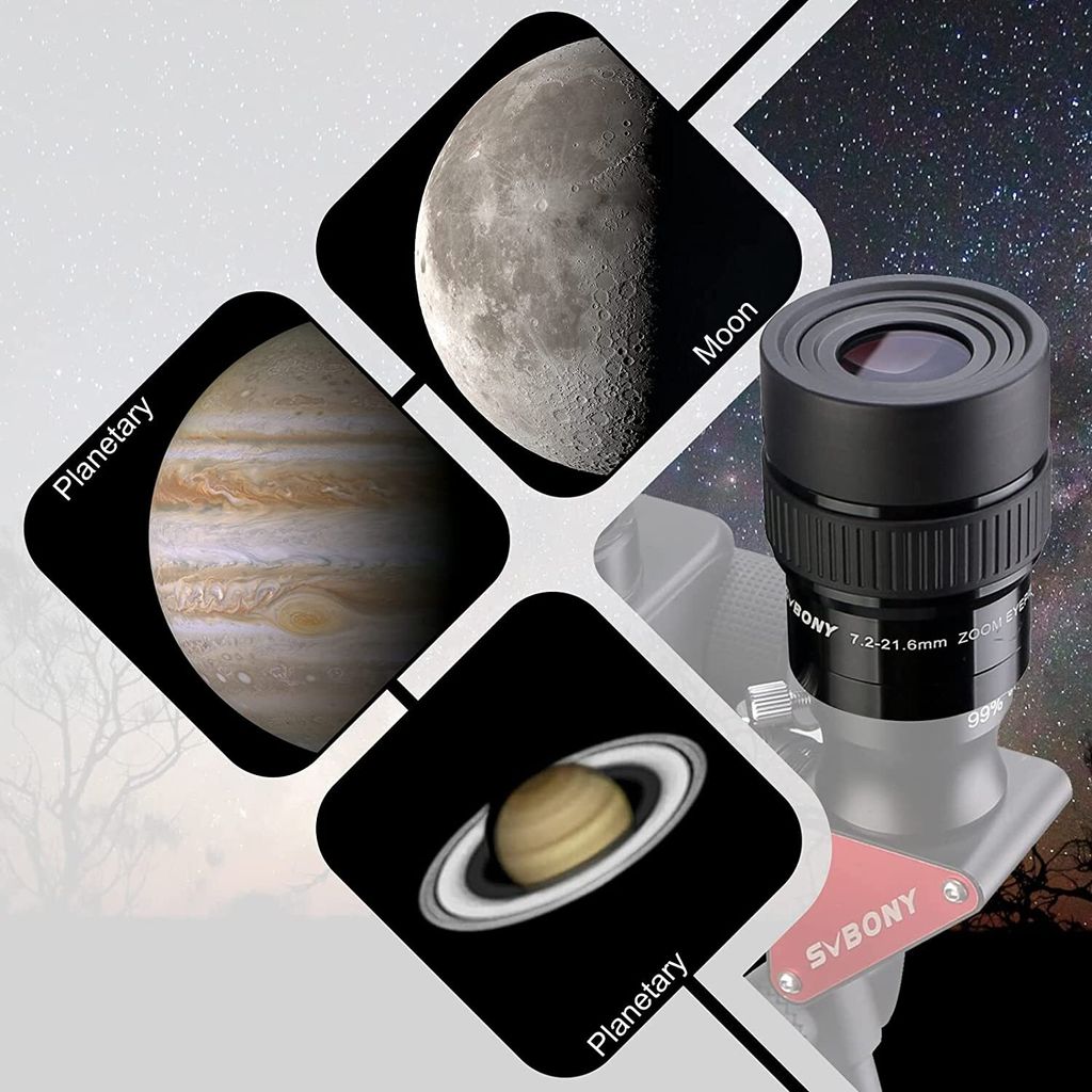 Svbony SV191 Zoom okulár teleskopu 1,25 palce, 7,2-21,6 mm Obrázek produktu 6