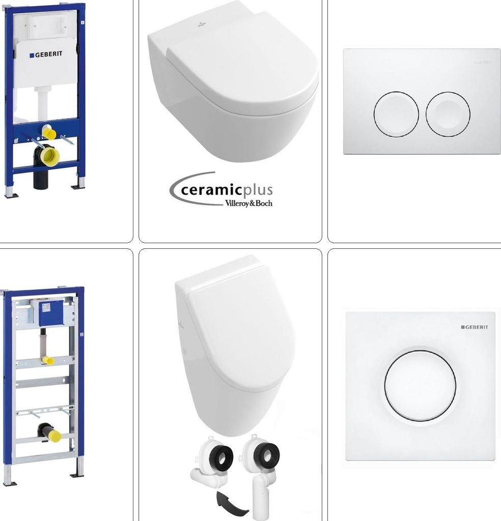 Villeroy & Boch Subway Urinal mit Wand WC und Geberit Set in weiß