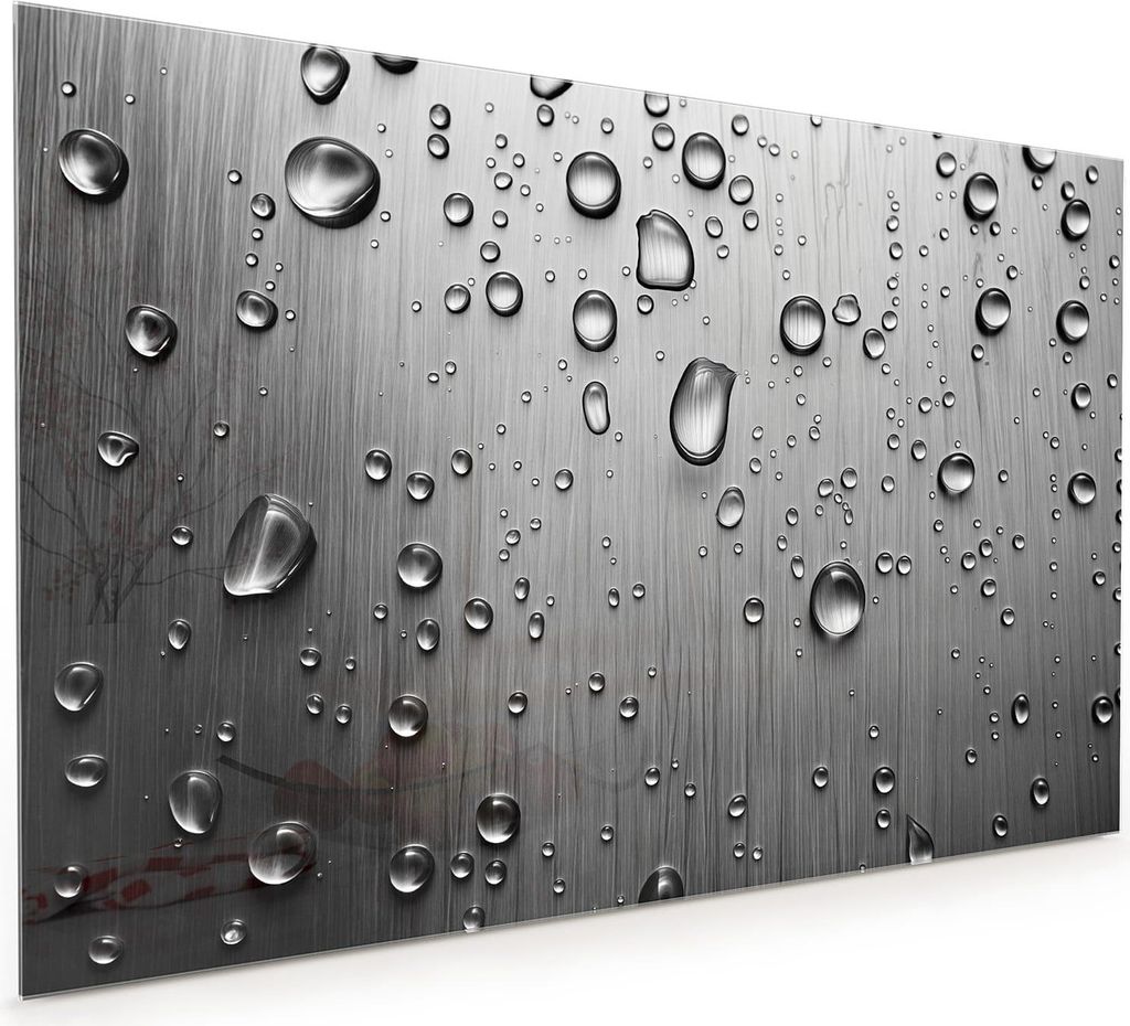 Küchenrückwand Spritzschutz Glas mit Motiv Wassertropfen auf Metall 40 x 40 cm