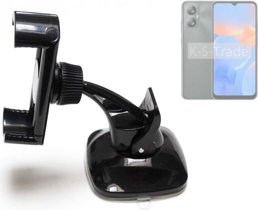 K-S-Trade kompakte Handy-Halterung Windschutzscheibe kompatibel mit Blackview A52 Pro Armaturenbrett schwarz Autohalterung KFZ Halter