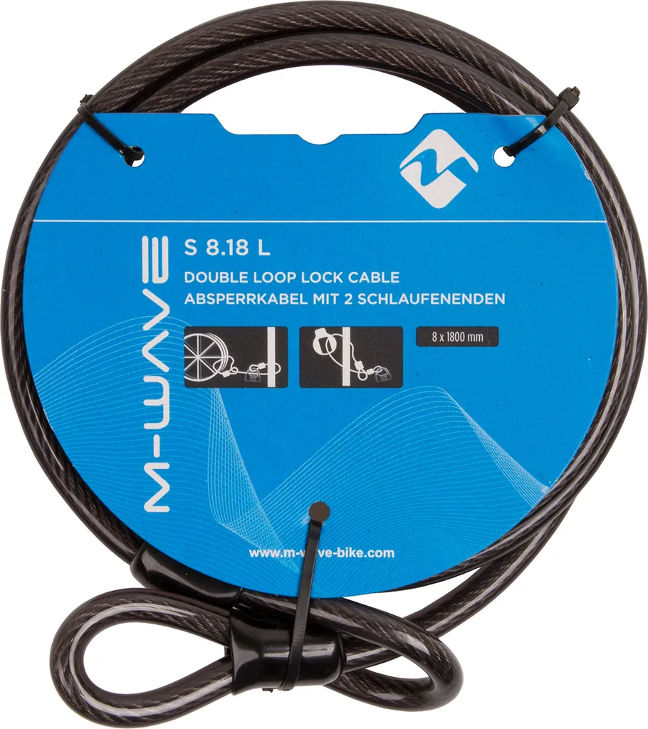 Antivol M-WAVE S 8.18 L long câble 1.8m avec protection PVC anti-rayure