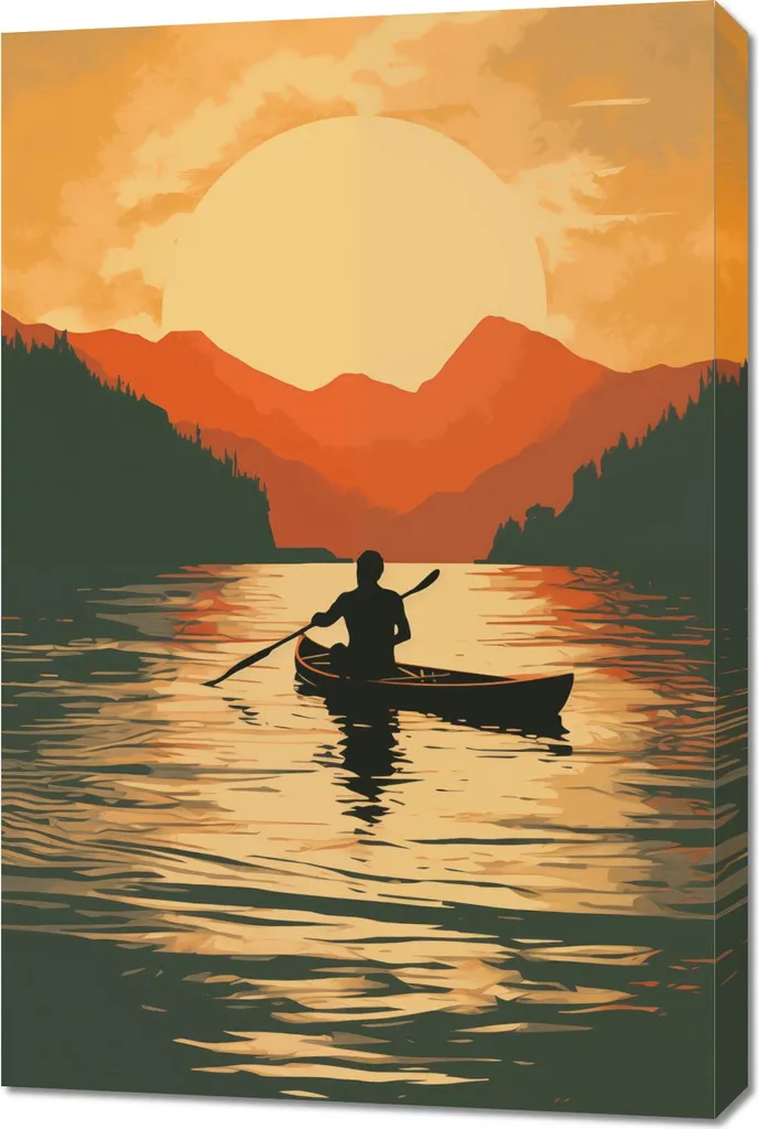 Habillez vos Murs Vides : Image Pagayer au crépuscule 60x90 cm Chic