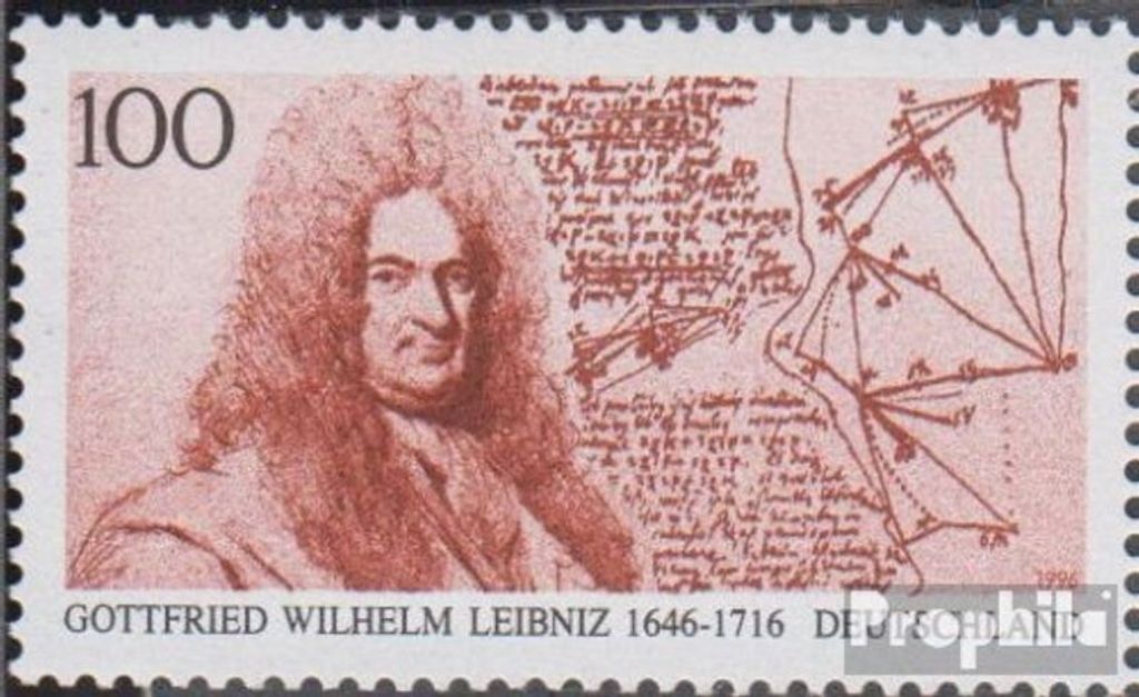 Briefmarken BRD (BR.Deutschland) 1996 Mi 1865II (kompl.Ausg.), Haken an der Linie (Feld 2) postfrisch 350.Geburtstag von Leibniz