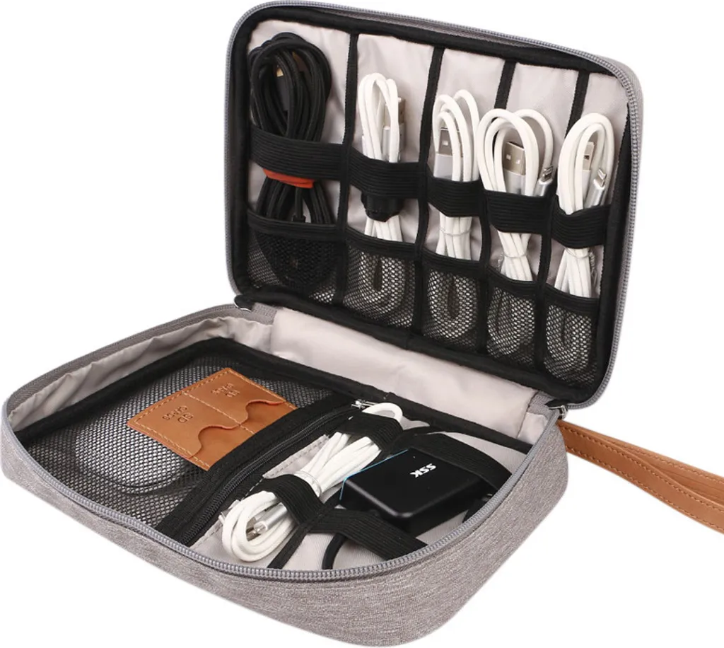 INF Borsa da viaggio digitale per accessori elettronici Grigio