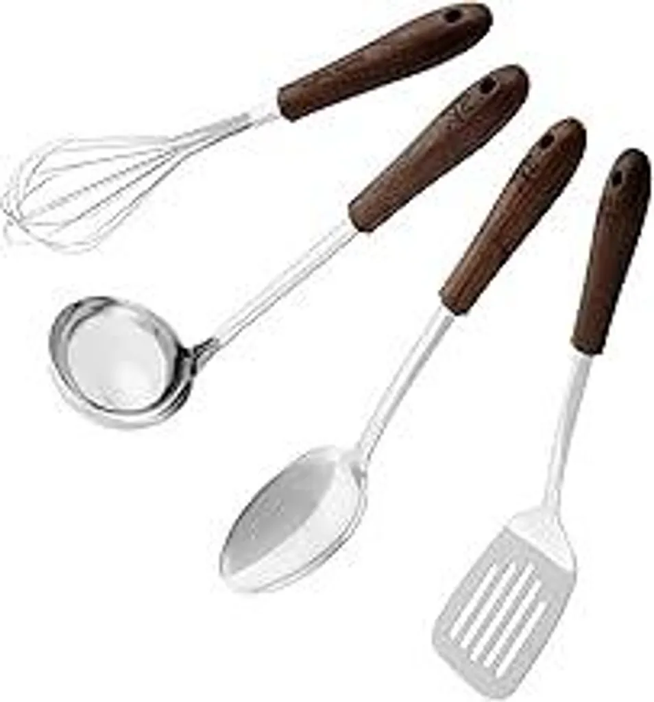 Set 4 Utensili Stanley Rogers Black Walnut: Spatola, Mestolo e Frusta