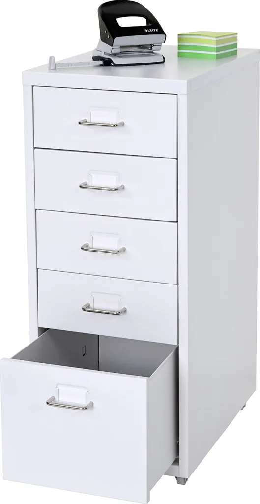 Cassettiera Ufficio Boston T851 5 Cassetti | Acciaio Bianco 69x28cm