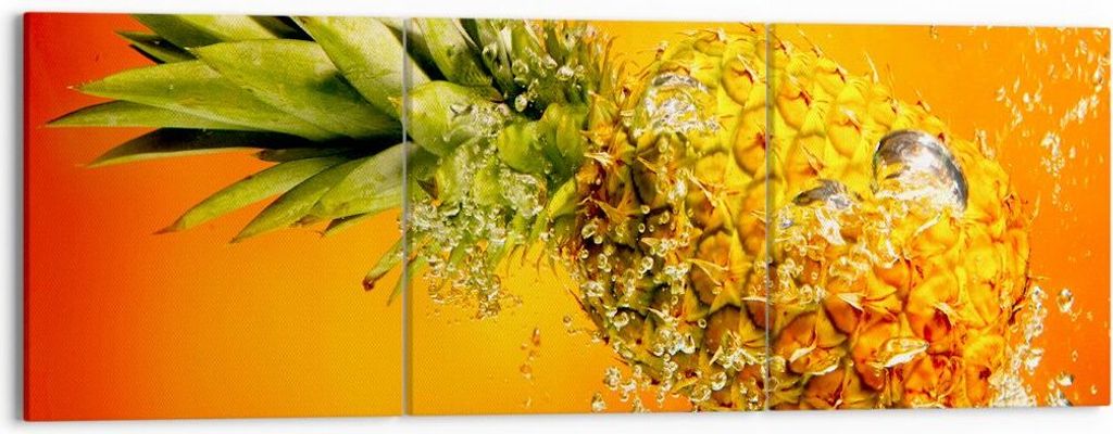 Bild auf Leinwand - Leinwandbild - Karibik ananas frucht gesund - 150x50cm - Wand Bild - Wanddeko - Leinwanddruck - Bilder - Kunstdruck - Wanddekor...