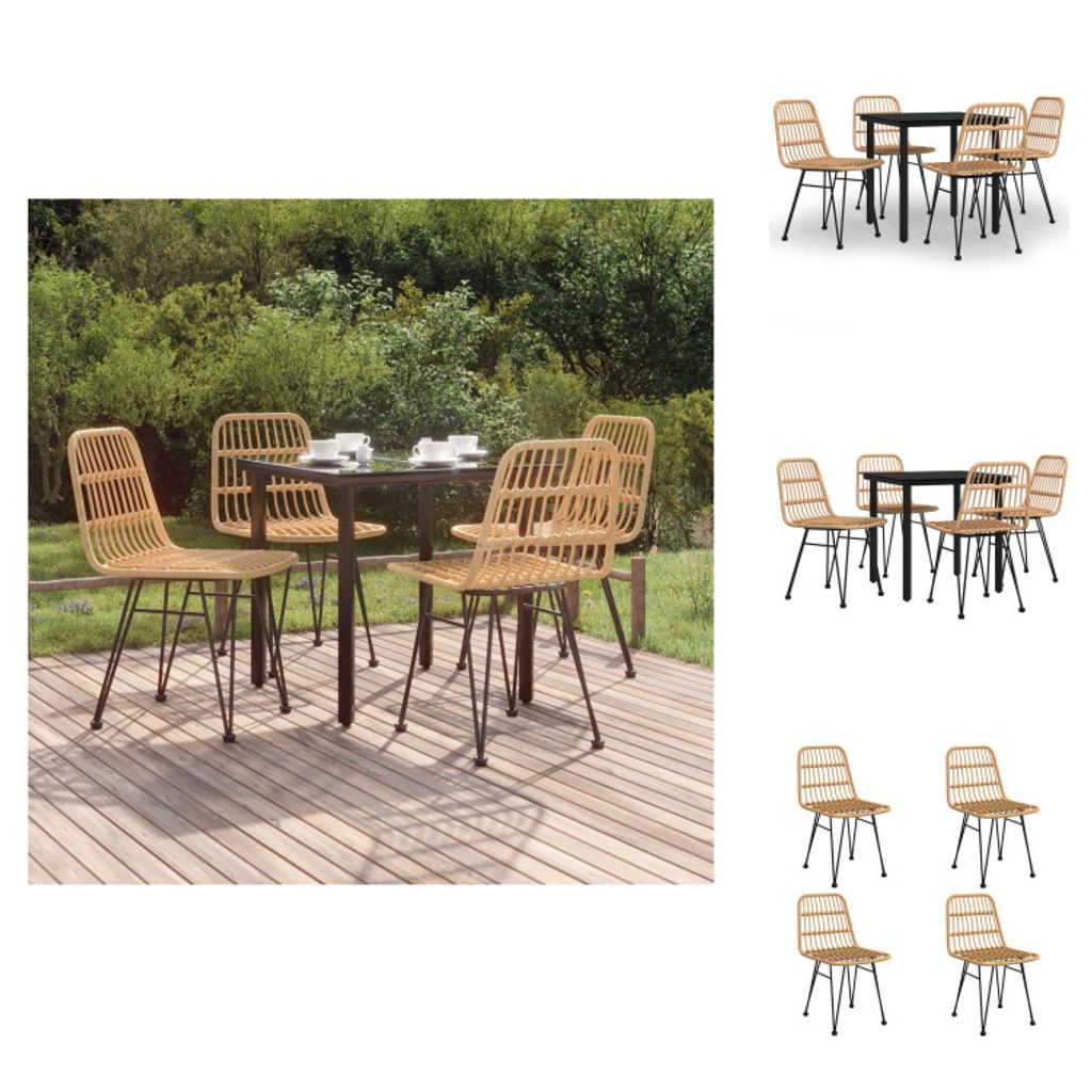 vidaXL 5-tlg. Garten-Essgruppe Poly Rattan - Gartenmöbel-Sets